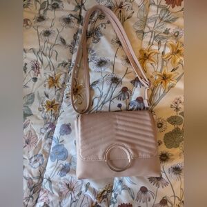 Womens Pink Crossbody Shoulder Bag - Minimal Ring Accent